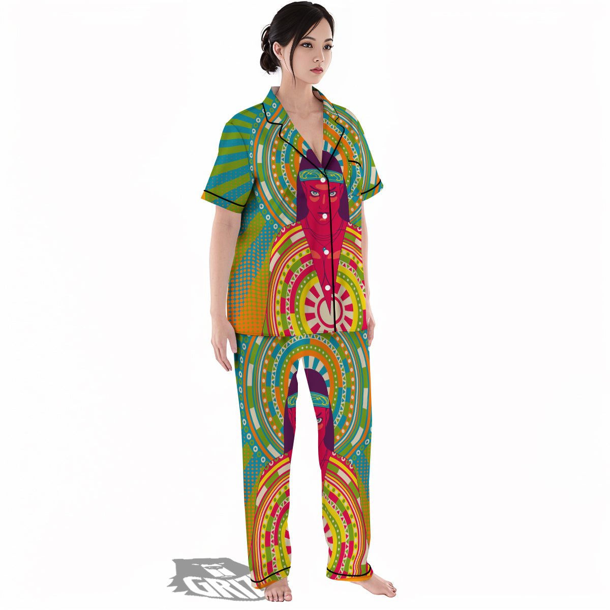 Abstract Psychedelic Women Print Women's Pajamas Set-grizzshop