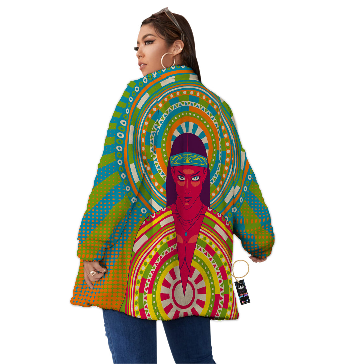 Abstract Psychedelic Women Print Women's Sherpa Jacket-grizzshop