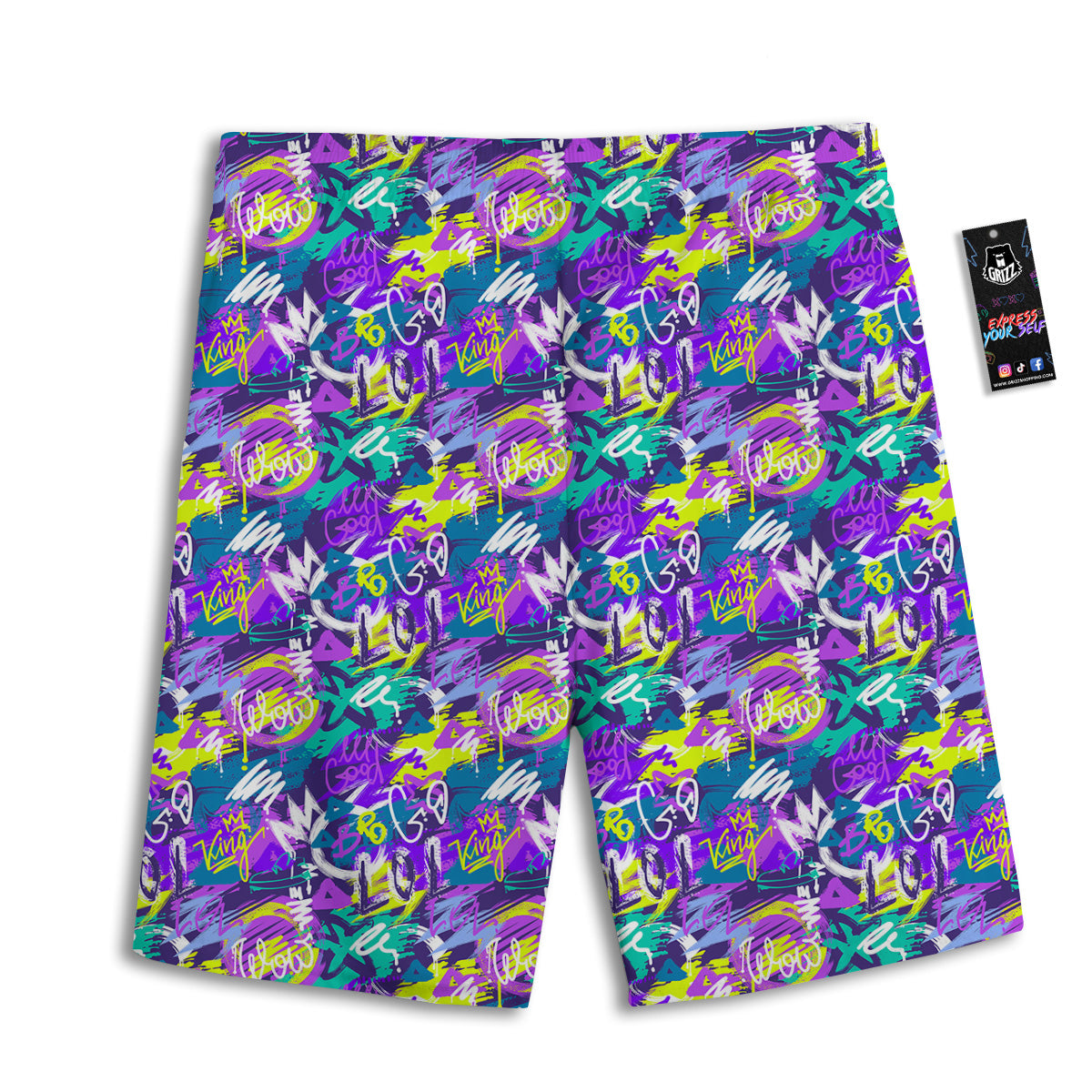 Abstract Purple Graffiti Print Pattern Men's Athletic Shorts