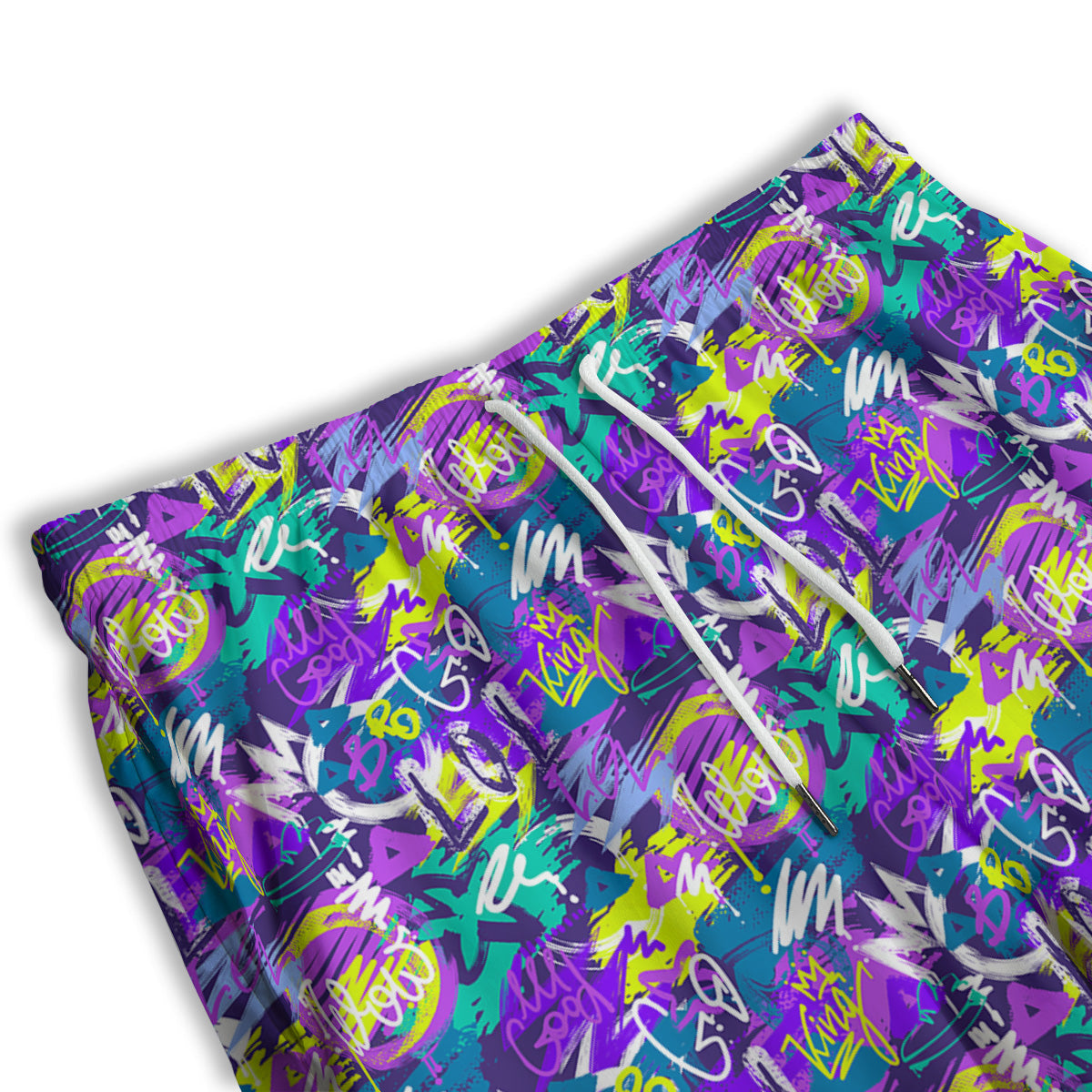 Abstract Purple Graffiti Print Pattern Men's Athletic Shorts