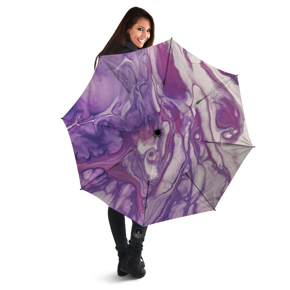 Abstract Purple Liquid Marble Print Umbrella-grizzshop