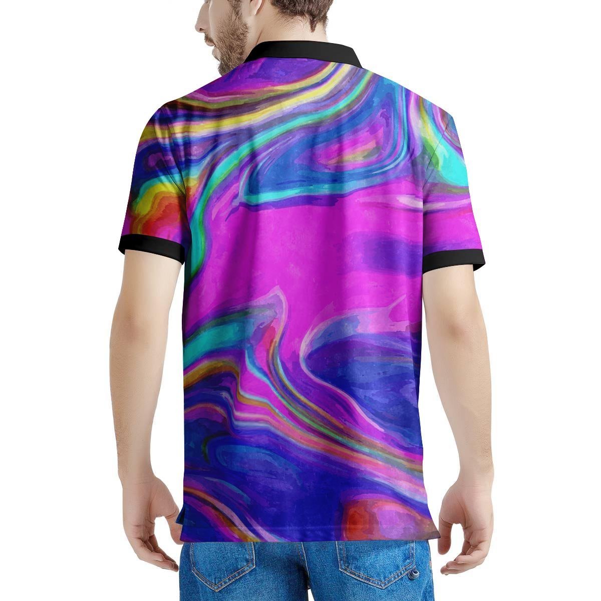 Abstract Purple Men's Golf Shirts-grizzshop