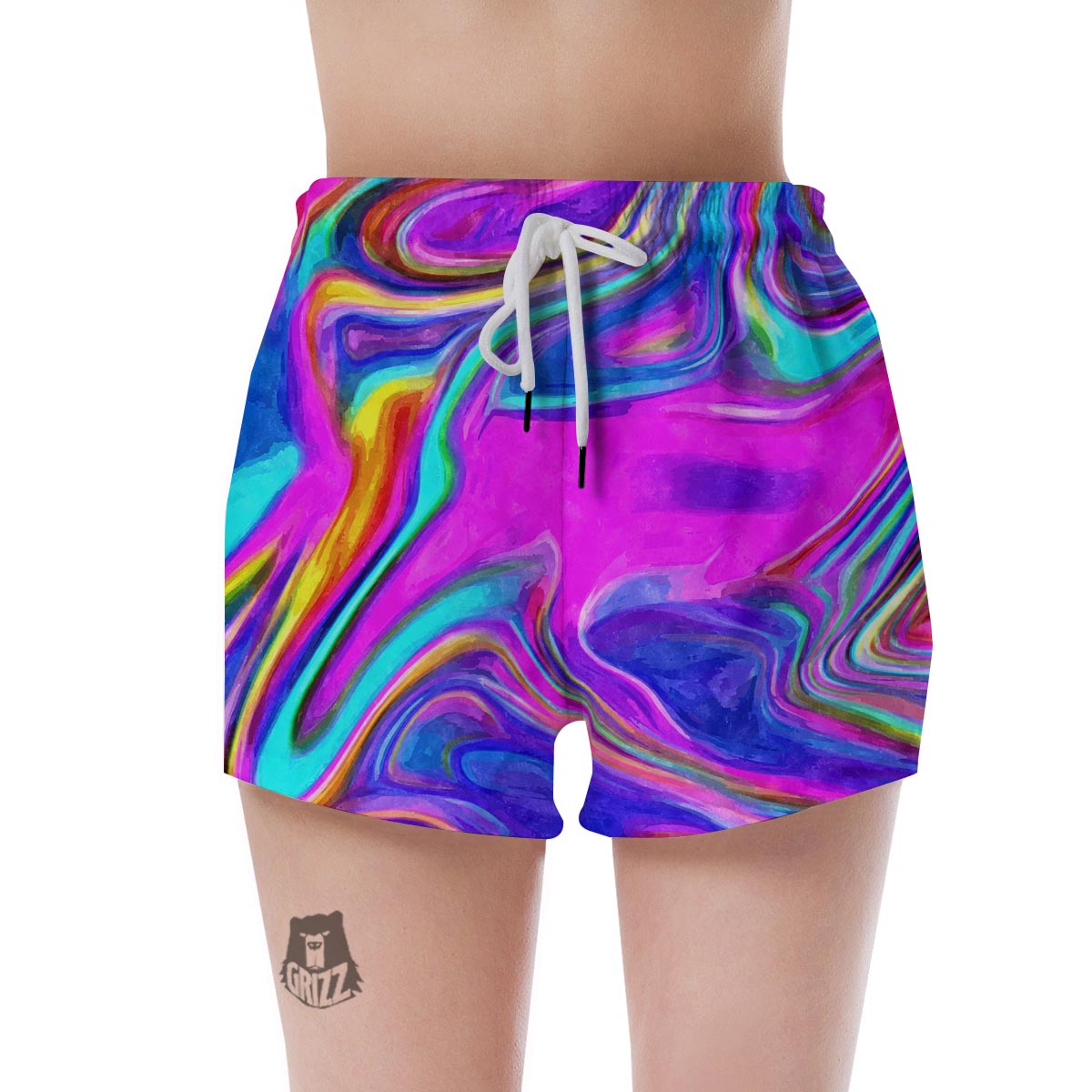 Abstract Purple Women's Shorts-grizzshop