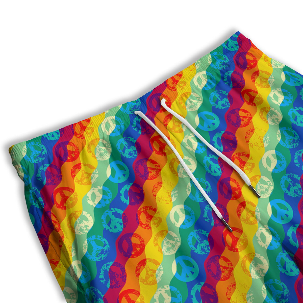 Abstract Rainbow Peace Signs And LGBT Print Pattern Men's Athletic Shorts-grizzshop