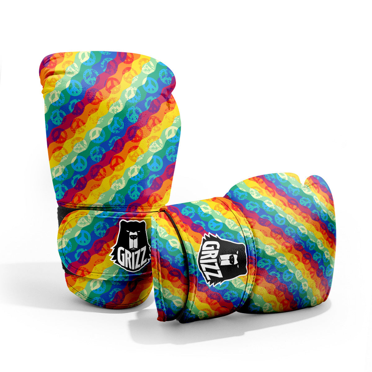 Abstract Rainbow Peace Signs And LGBT Print Pattern Pro Boxing Glove