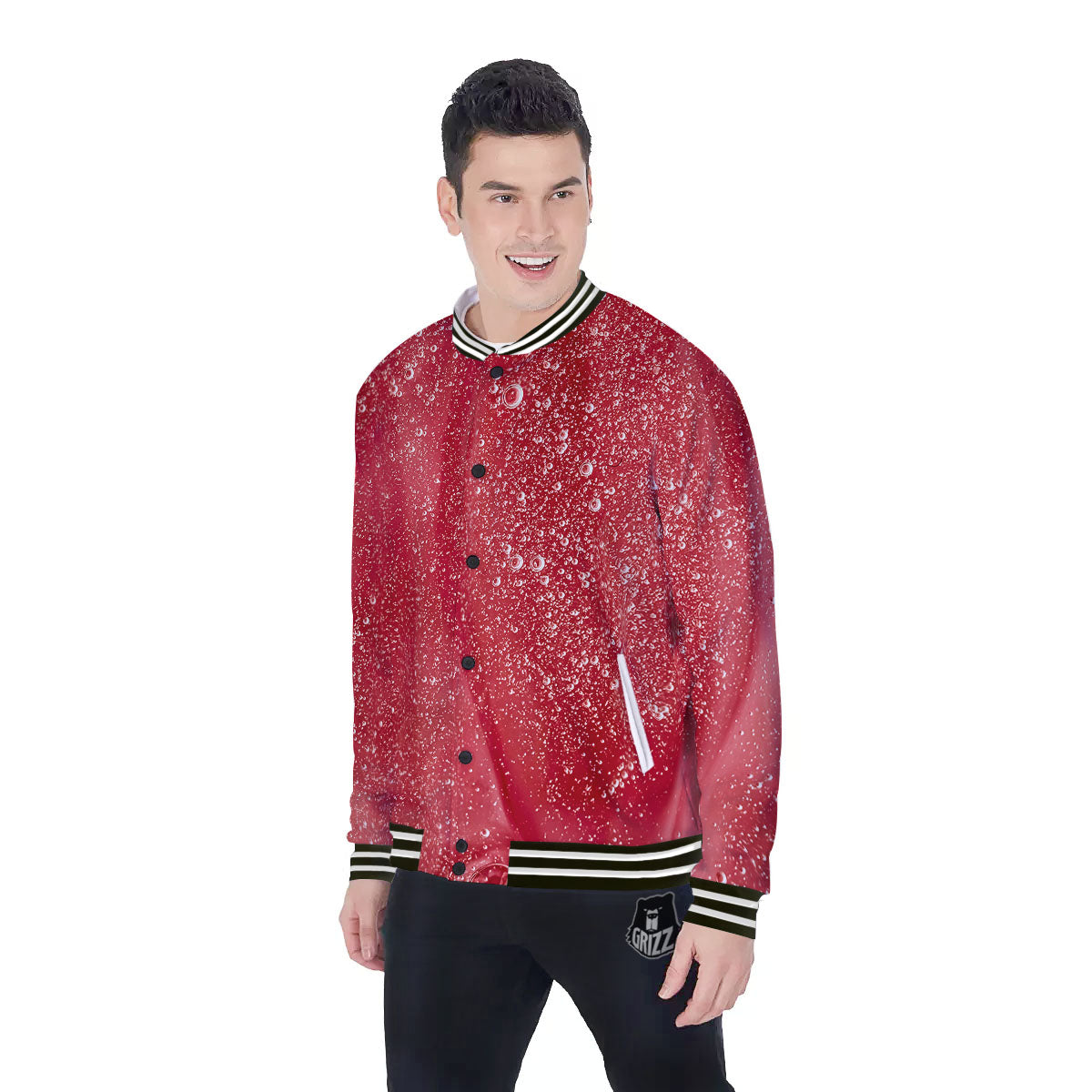 Abstract Red Liquid Baseball Jacket-grizzshop