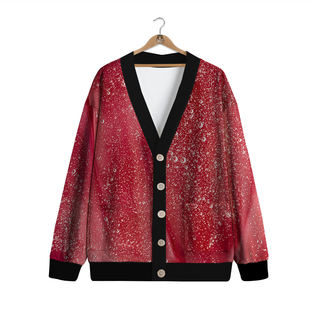 Abstract Red Liquid Cardigan-grizzshop