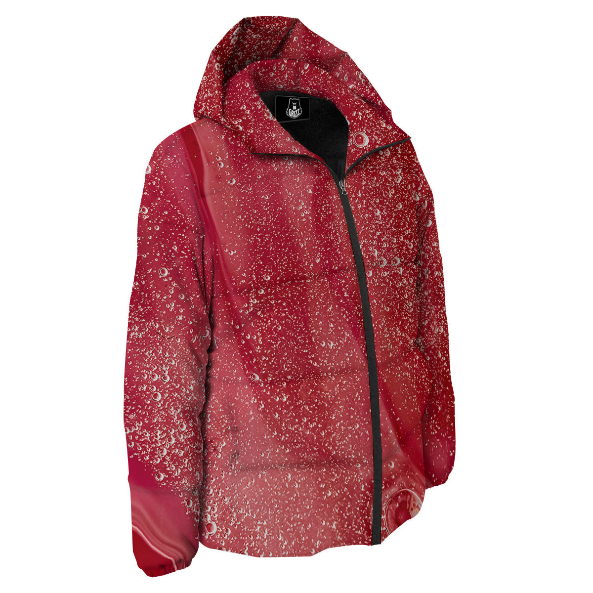 Abstract Red Liquid Down Jacket-grizzshop
