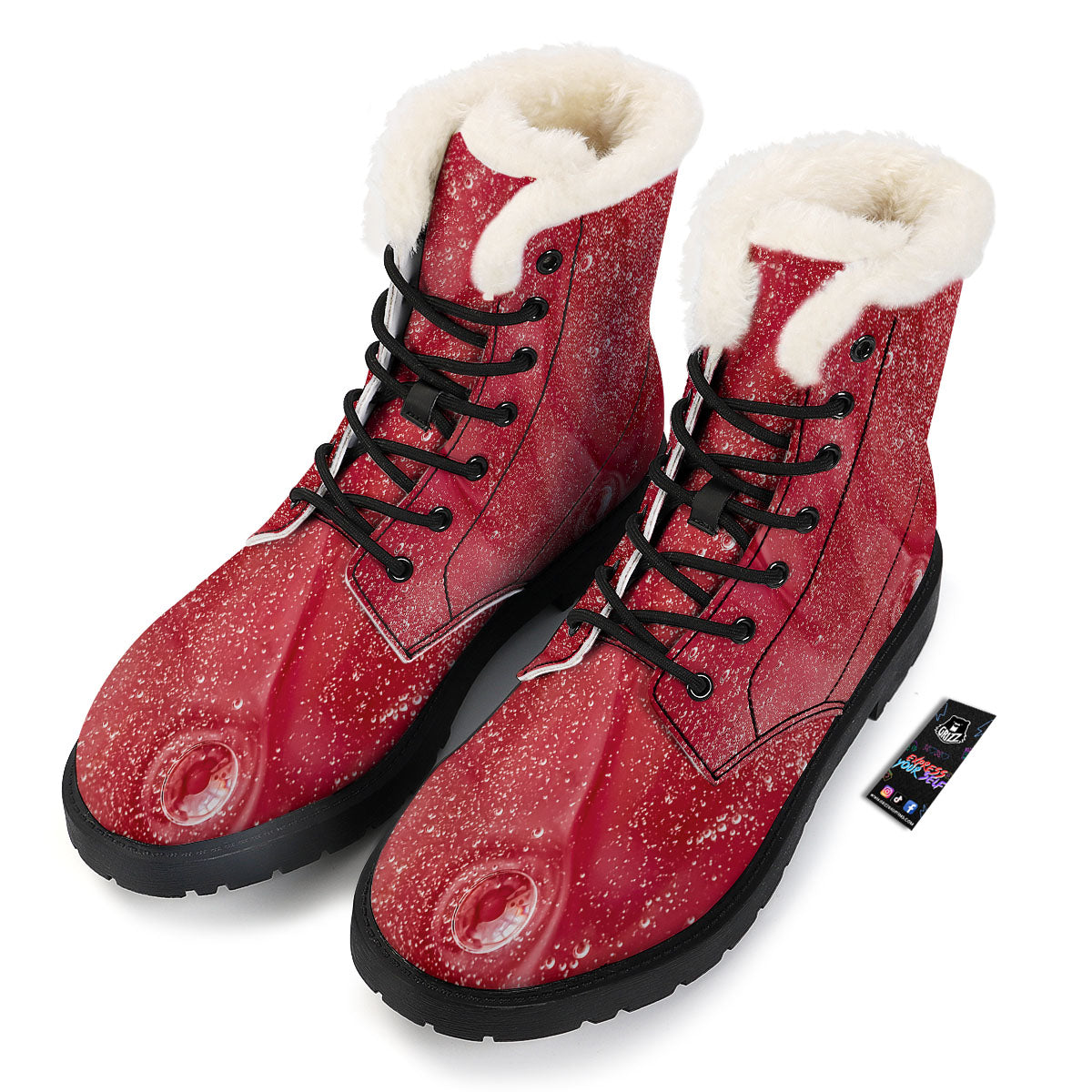 Abstract Red Liquid Winter Boots-grizzshop