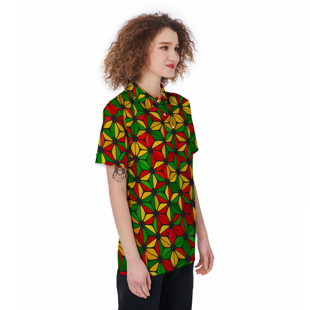 Abstract Reggae Rasta Women's Golf Shirts-grizzshop