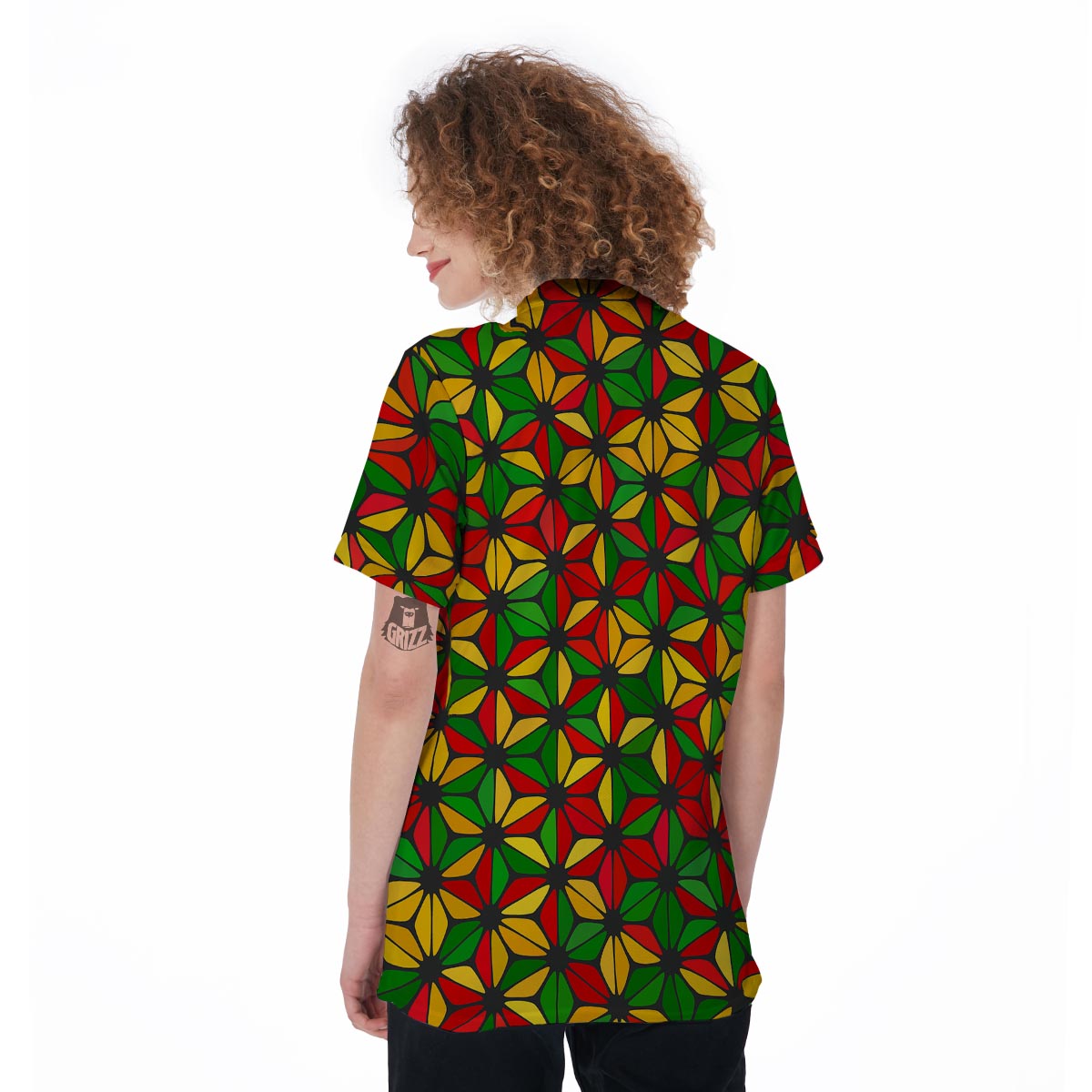 Abstract Reggae Rasta Women's Golf Shirts-grizzshop