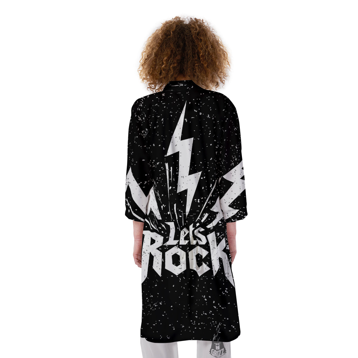 Abstract Rock Grunge Monochrome Print Kimono-grizzshop