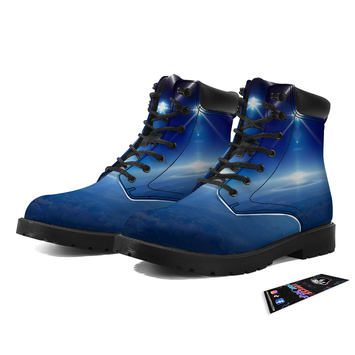 Abstract Sci Fi On Earth Print Boots-grizzshop
