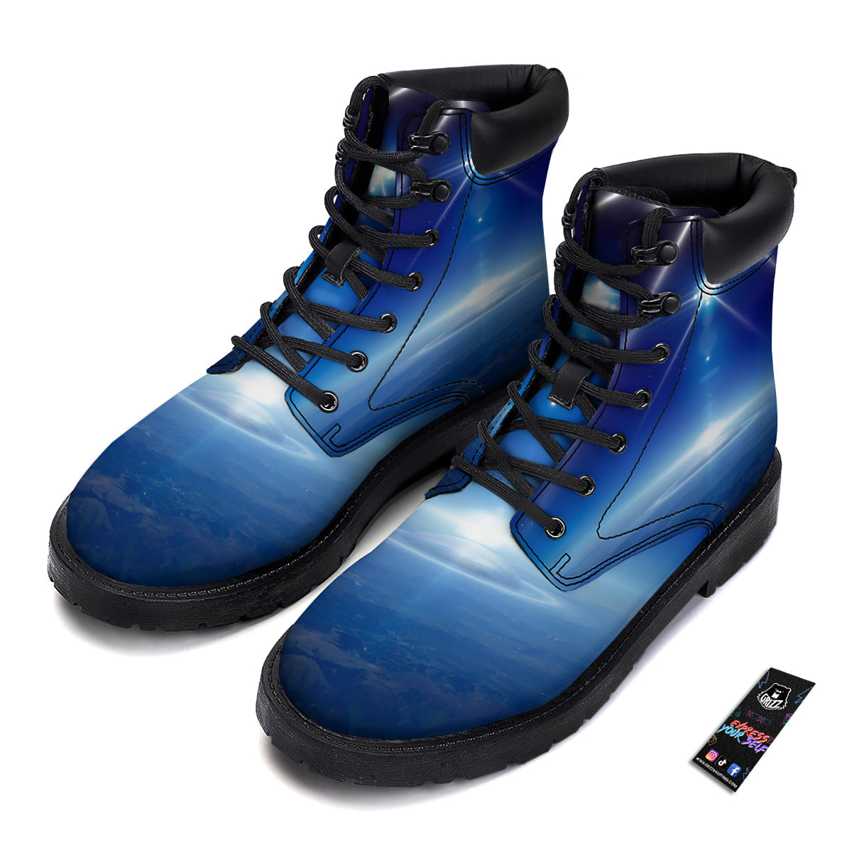 Abstract Sci Fi On Earth Print Boots-grizzshop
