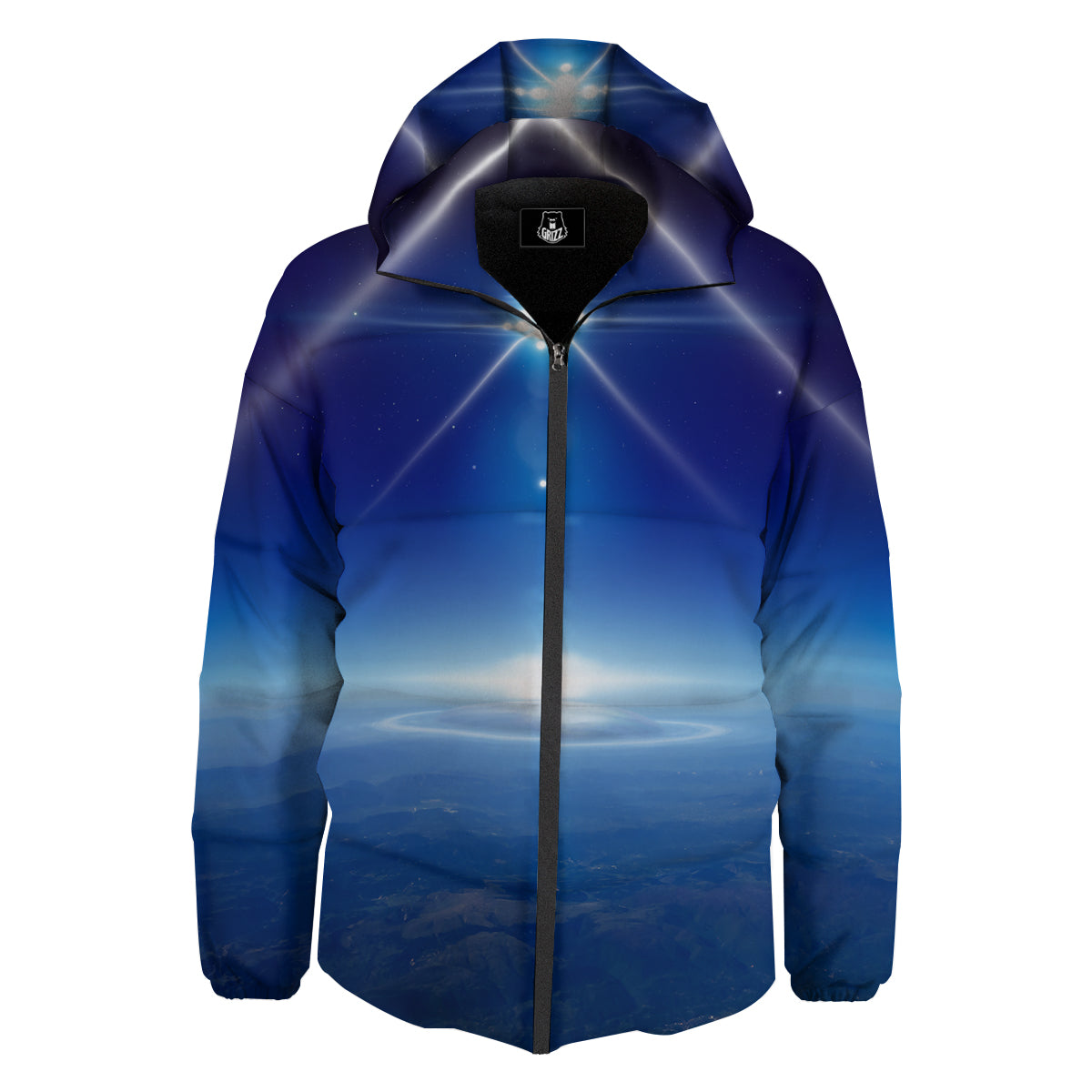 Abstract Sci Fi On Earth Print Down Jacket-grizzshop