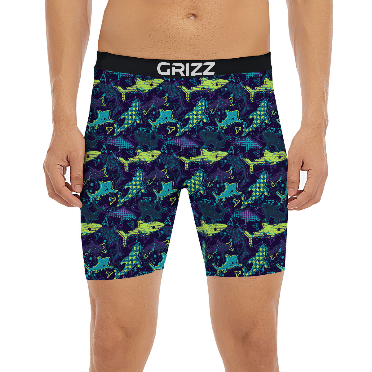 Abstract Shark Print Pattern Boxer Briefs-grizzshop