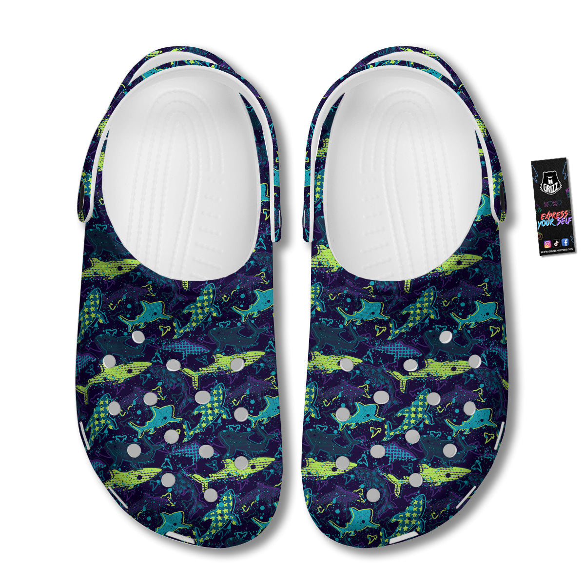Abstract Shark Print Pattern Clog-grizzshop