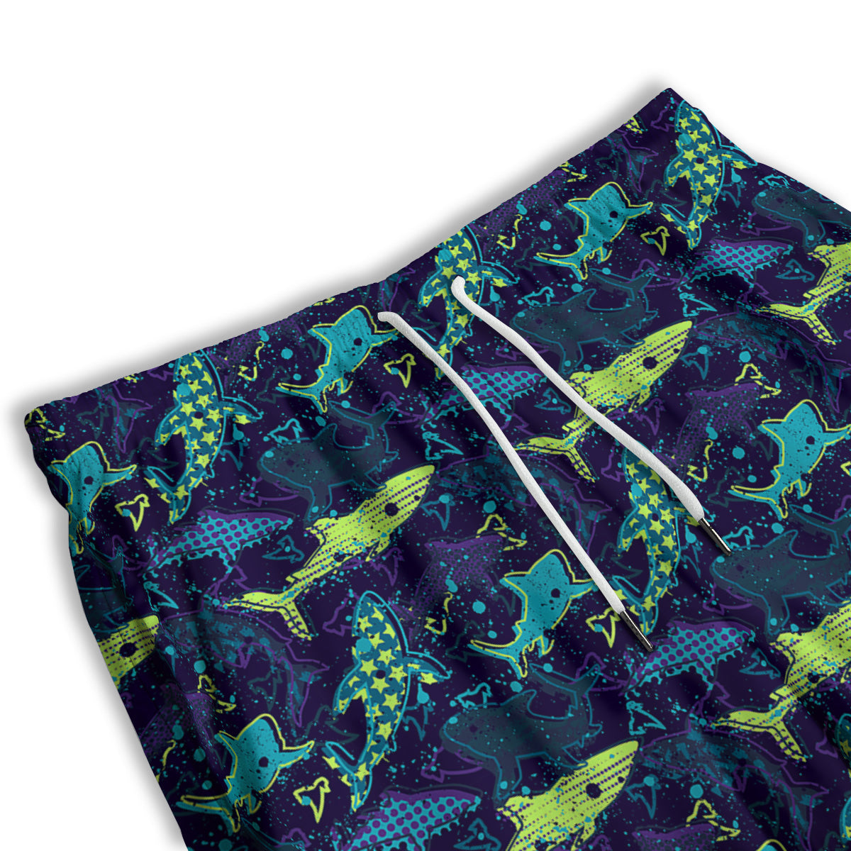 Abstract Shark Print Pattern Men's Athletic Shorts