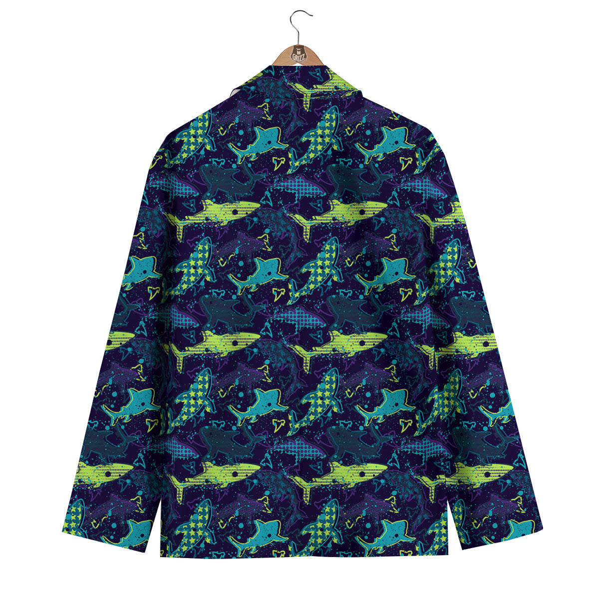 Abstract Shark Print Pattern Men's Blazer-grizzshop