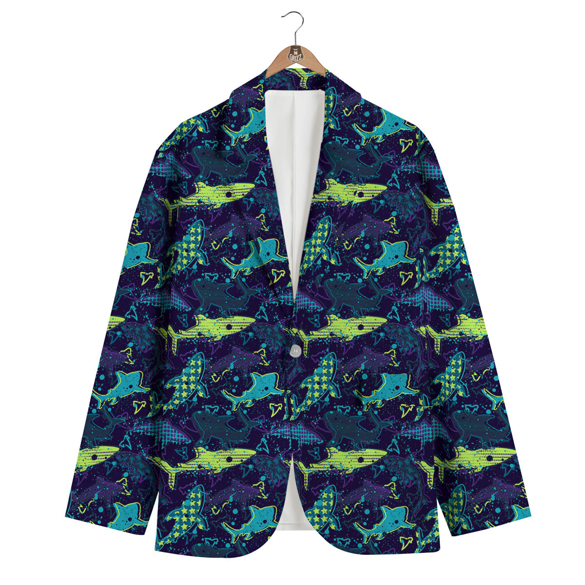Abstract Shark Print Pattern Men's Blazer-grizzshop