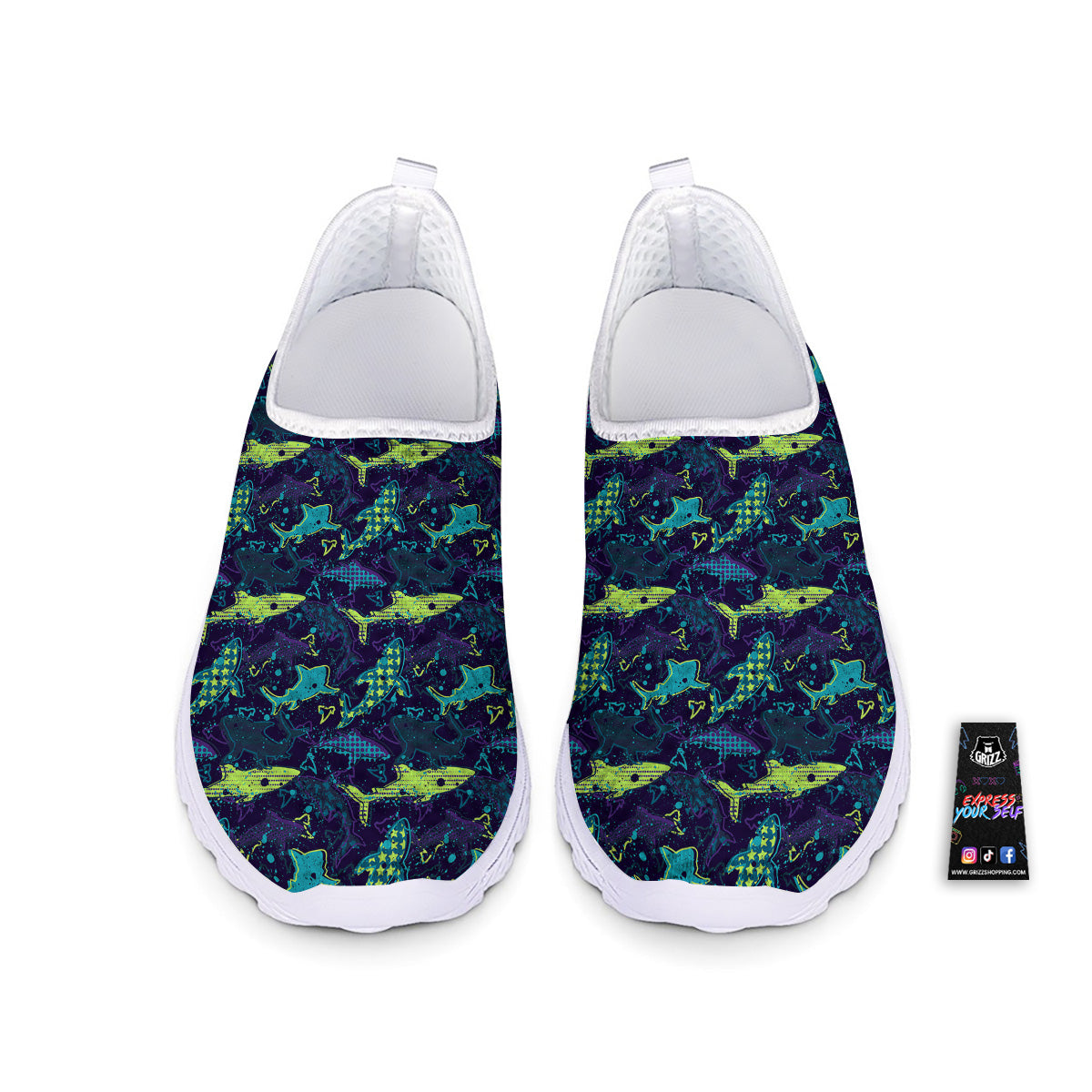 Abstract Shark Print Pattern Nurse Shoes-grizzshop