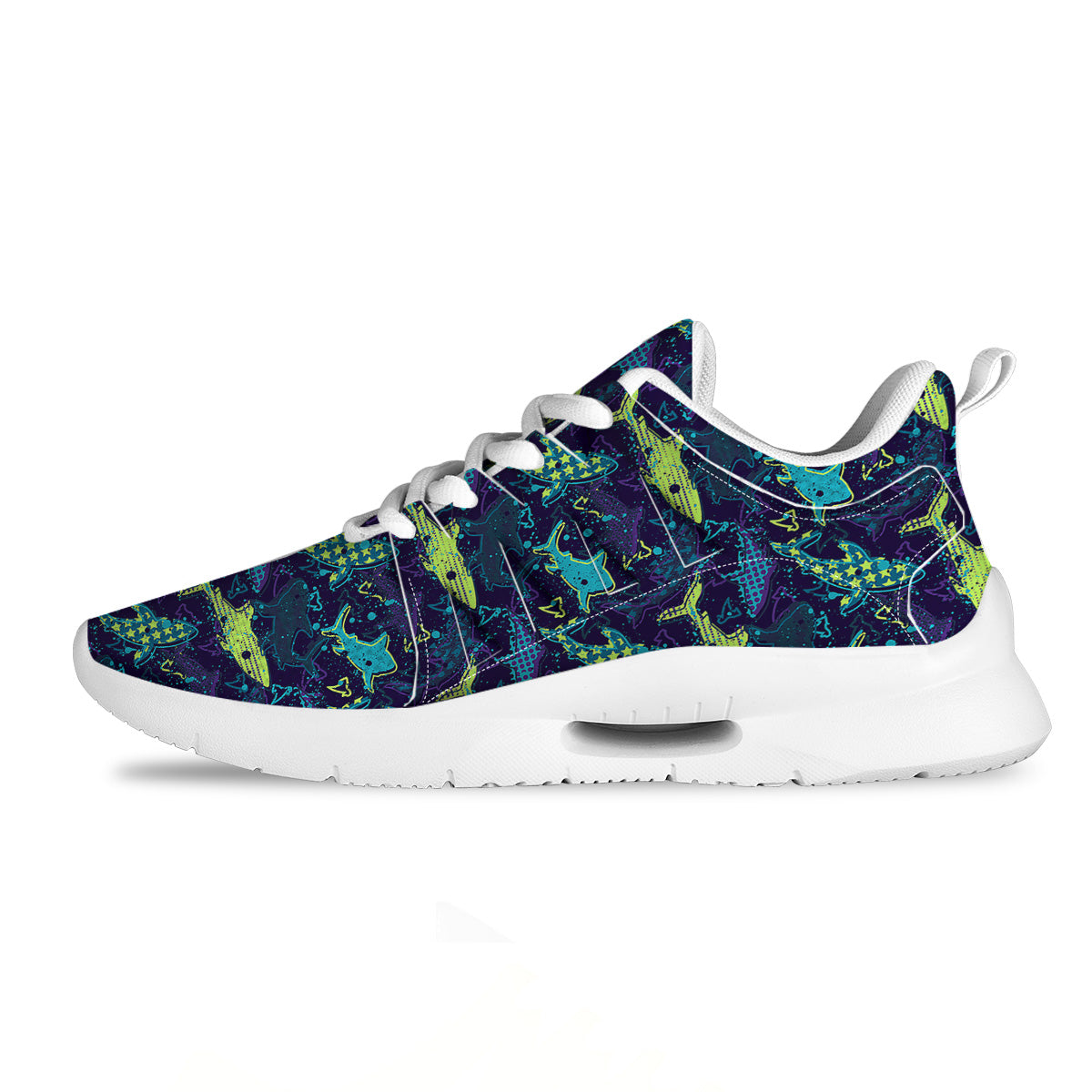 Abstract Shark Print Pattern Tennis Shoes-grizzshop