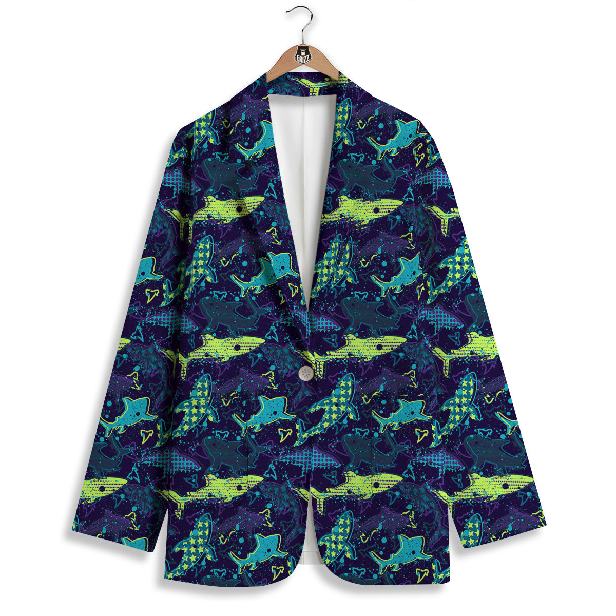 Abstract Shark Print Pattern Women's Blazer-grizzshop