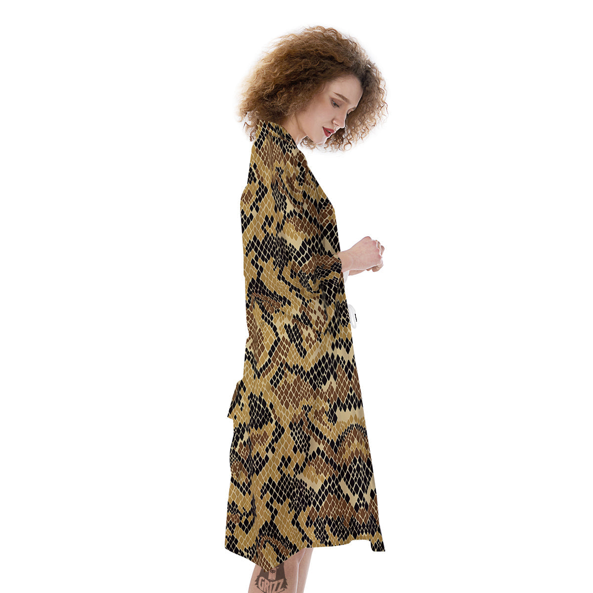 Abstract Snake Skin Print Kimono-grizzshop
