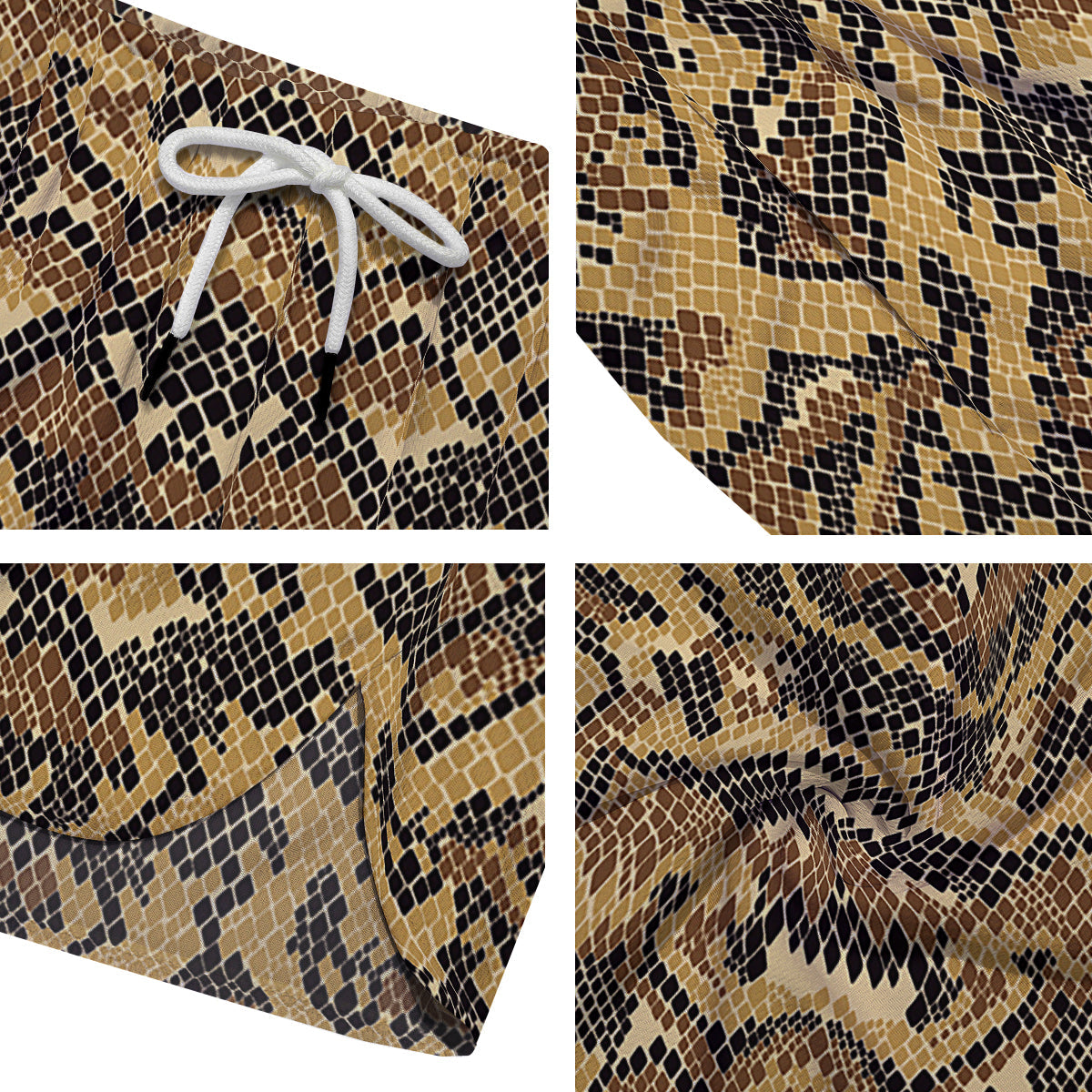 Abstract Snake Skin Print Men's Running Shorts-grizzshop