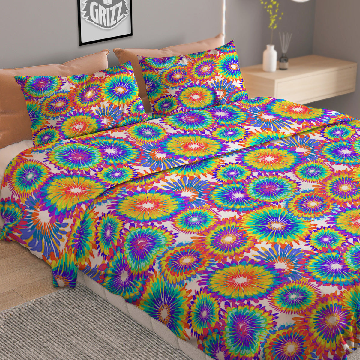 Abstract Sunflower Colorful Print Pattern Duvet Cover Bedding Set