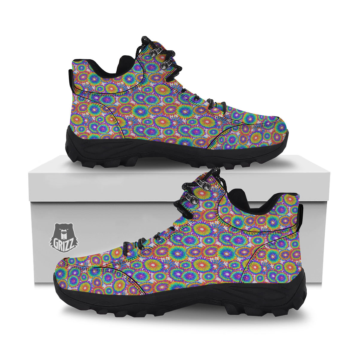 Abstract Sunflower Colorful Print Pattern Hiking Shoes-grizzshop