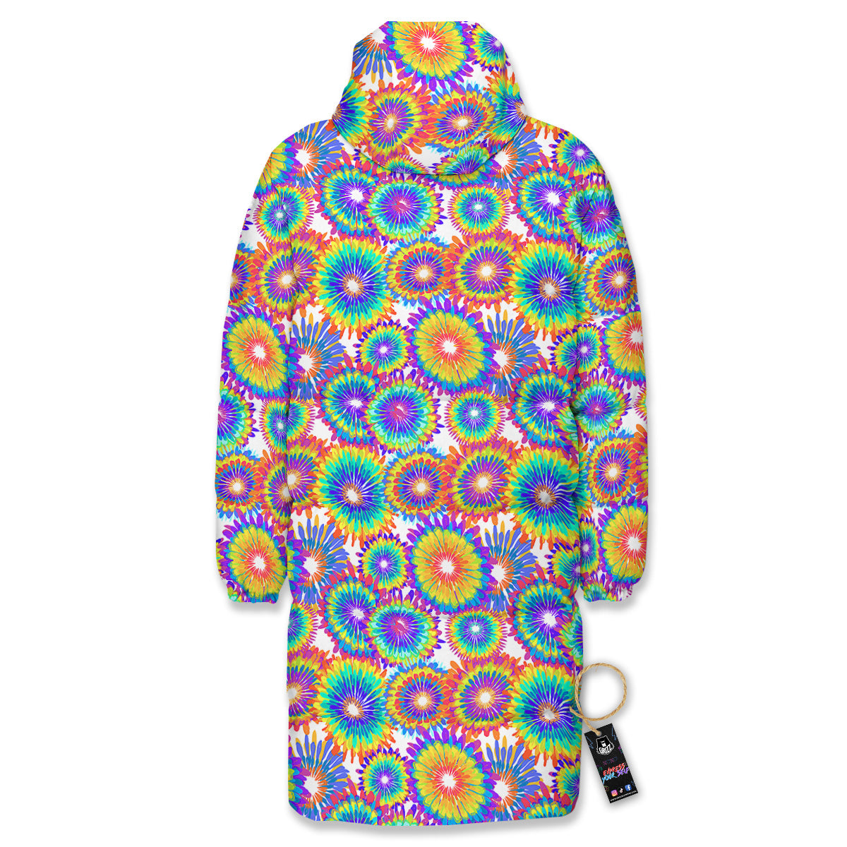 Abstract Sunflower Colorful Print Pattern Long Down Jacket-grizzshop