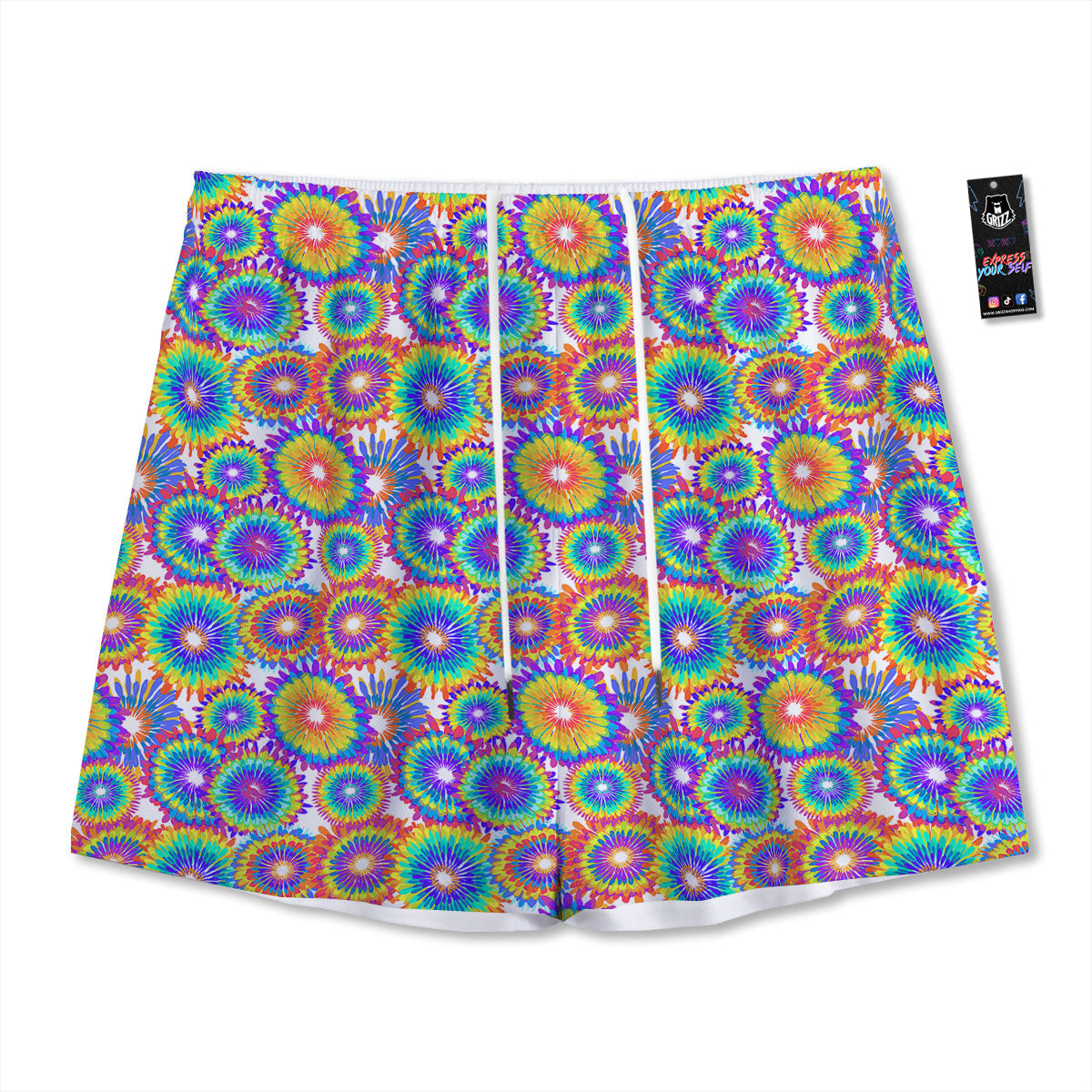 Abstract Sunflower Colorful Print Pattern Mesh Shorts-grizzshop