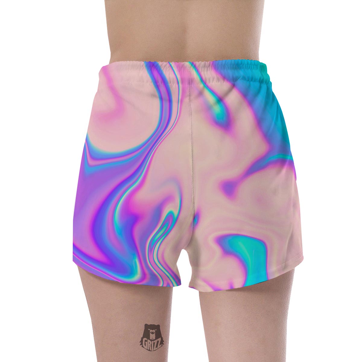 Abstract Trippy Holographic Women's Shorts-grizzshop
