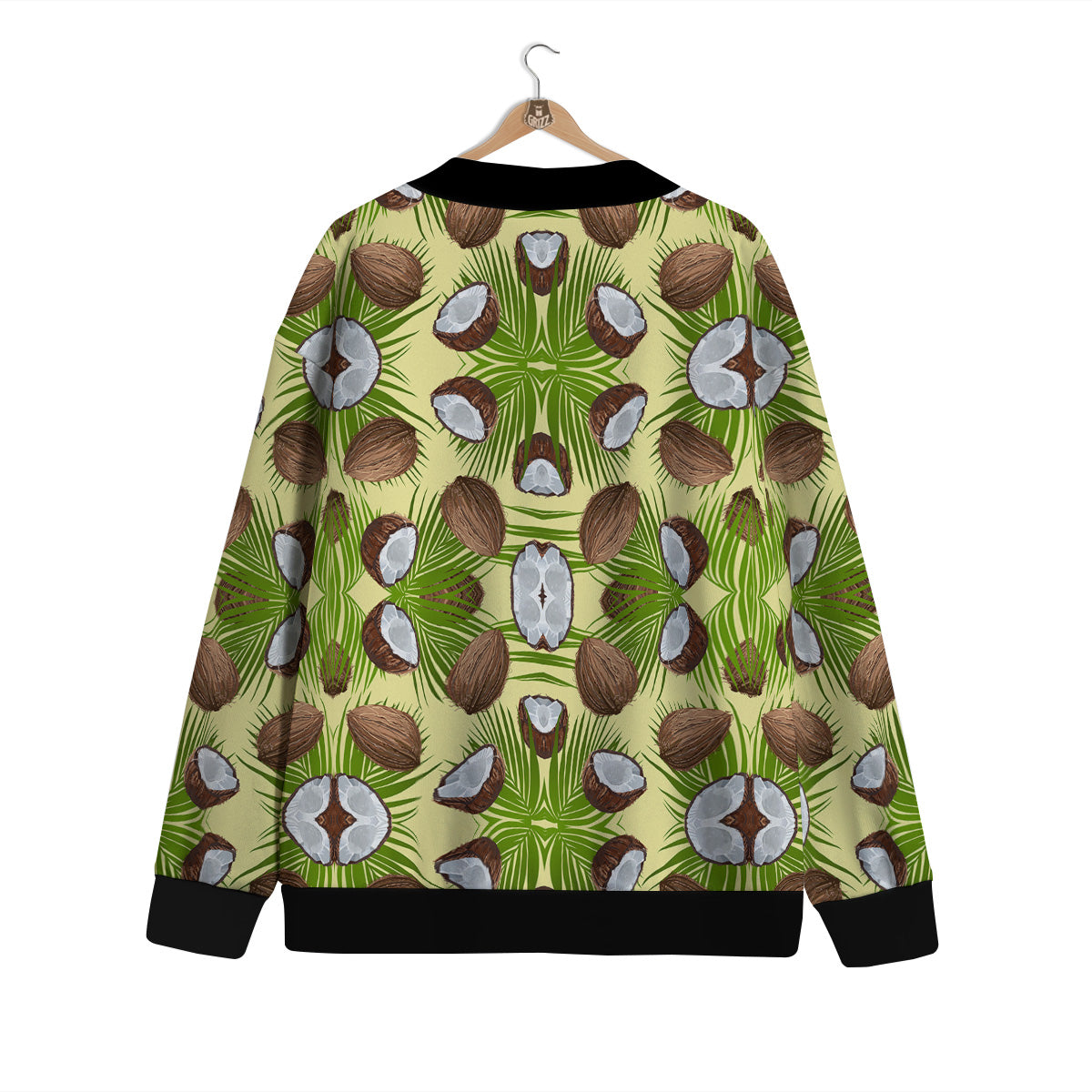 Abstract Tropical Coconut Print Pattern Cardigan-grizzshop