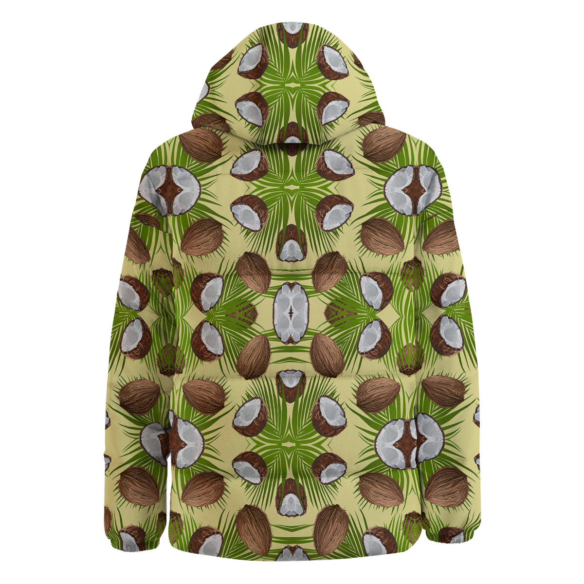 Abstract Tropical Coconut Print Pattern Down Jacket-grizzshop