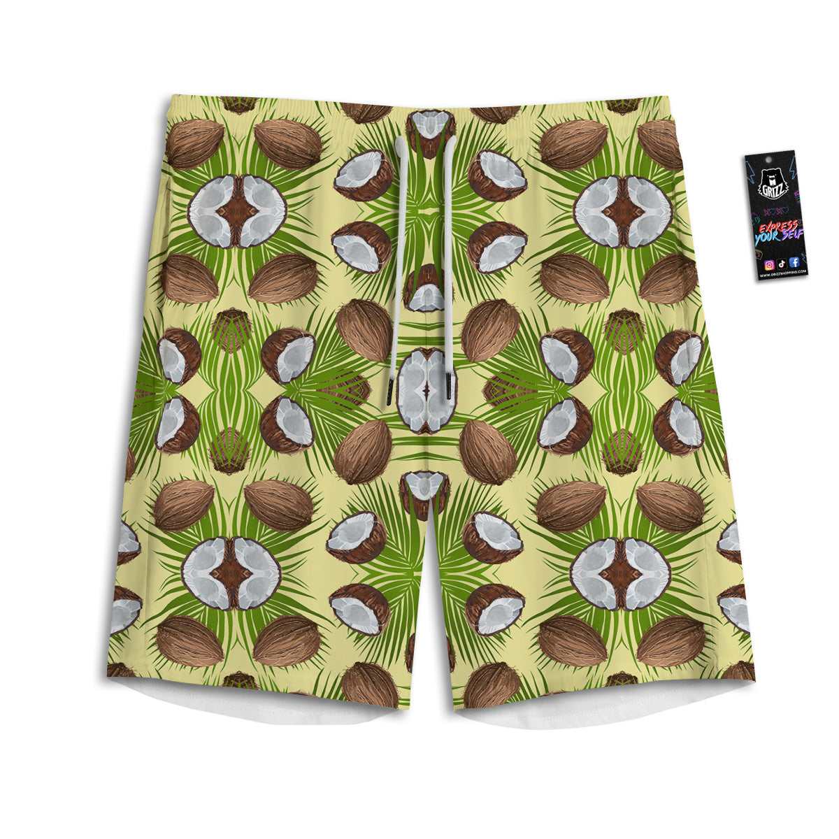 Abstract Tropical Coconut Print Pattern Men's Athletic Shorts-grizzshop