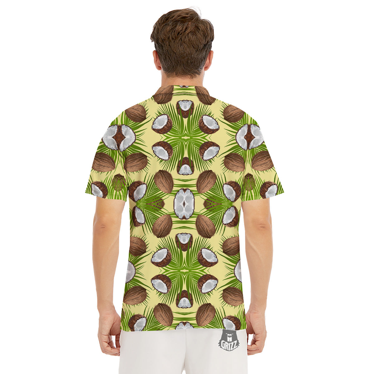 Abstract Tropical Coconut Print Pattern Men's Golf Shirts-grizzshop
