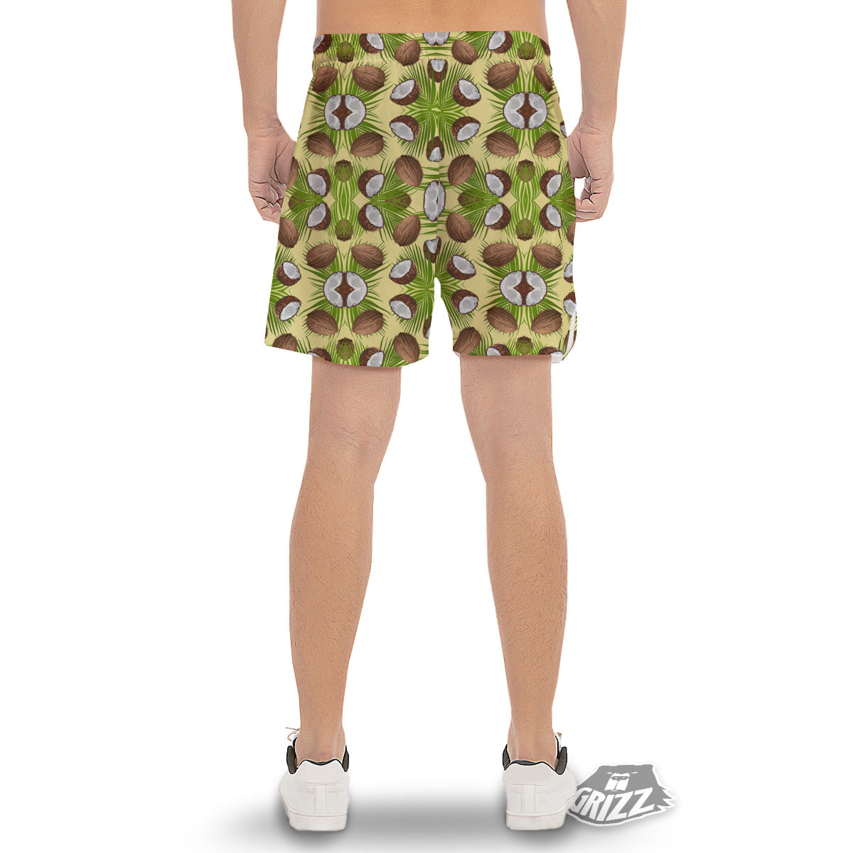 Abstract Tropical Coconut Print Pattern Men's Gym Shorts-grizzshop