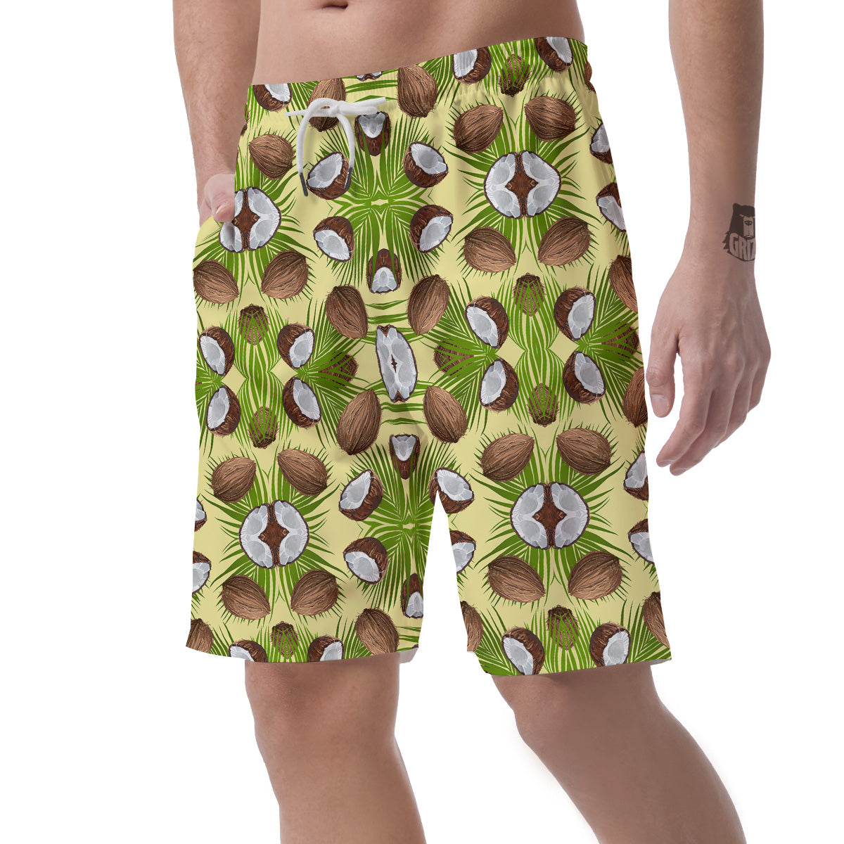 Abstract Tropical Coconut Print Pattern Men's Shorts-grizzshop