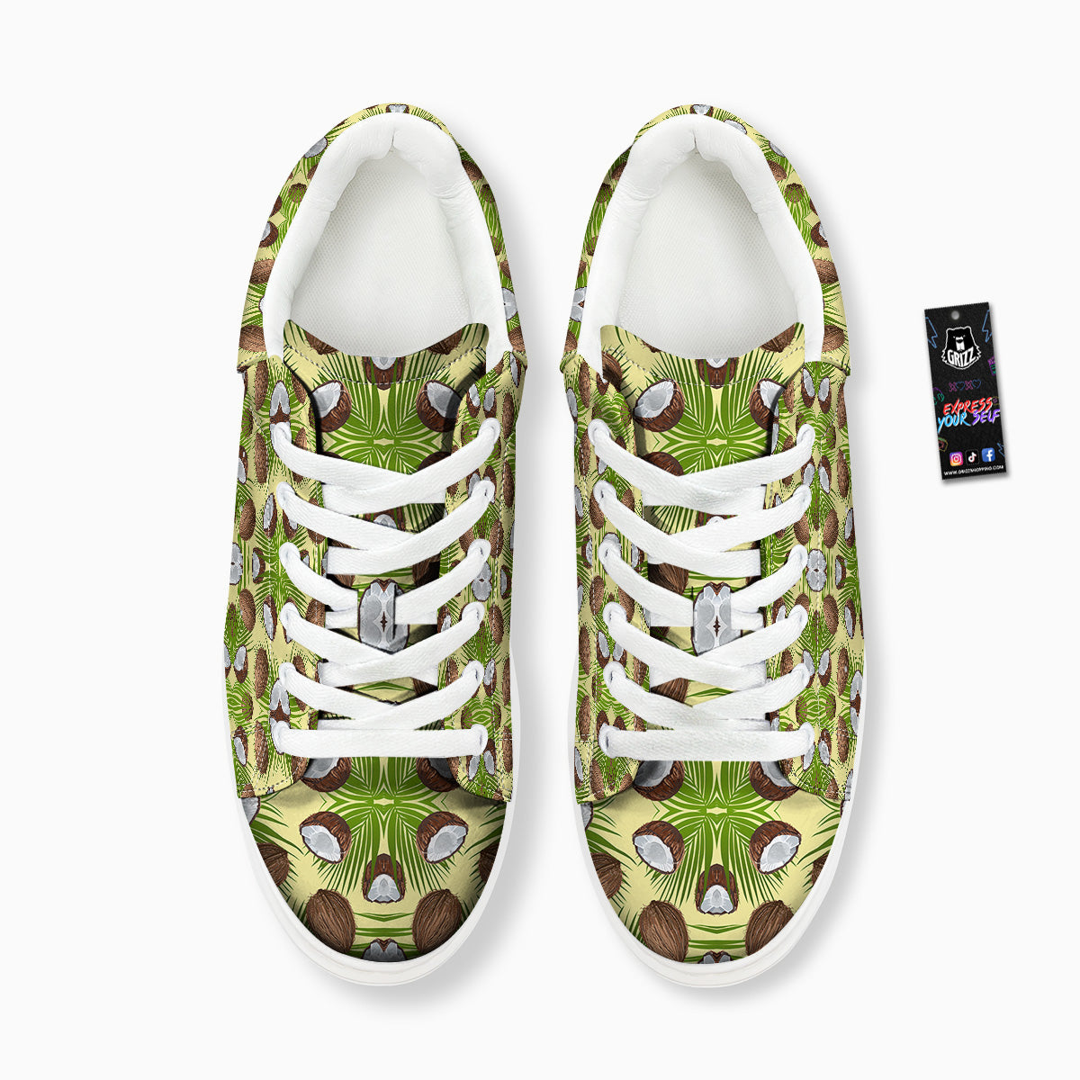 Abstract Tropical Coconut Print Pattern Platform Shoes-grizzshop