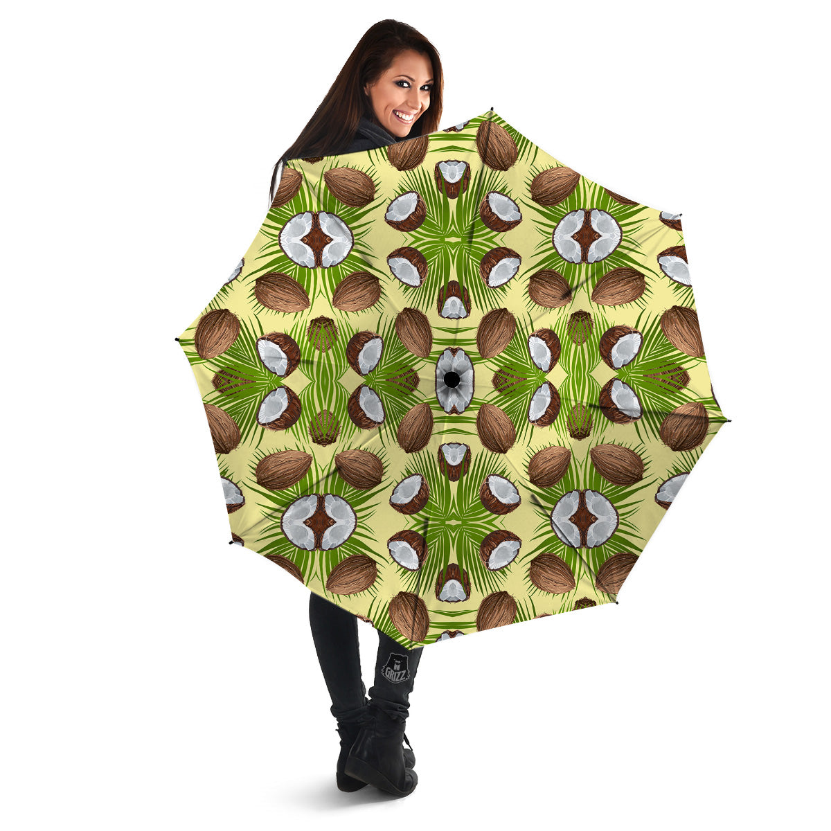 Abstract Tropical Coconut Print Pattern Umbrella-grizzshop
