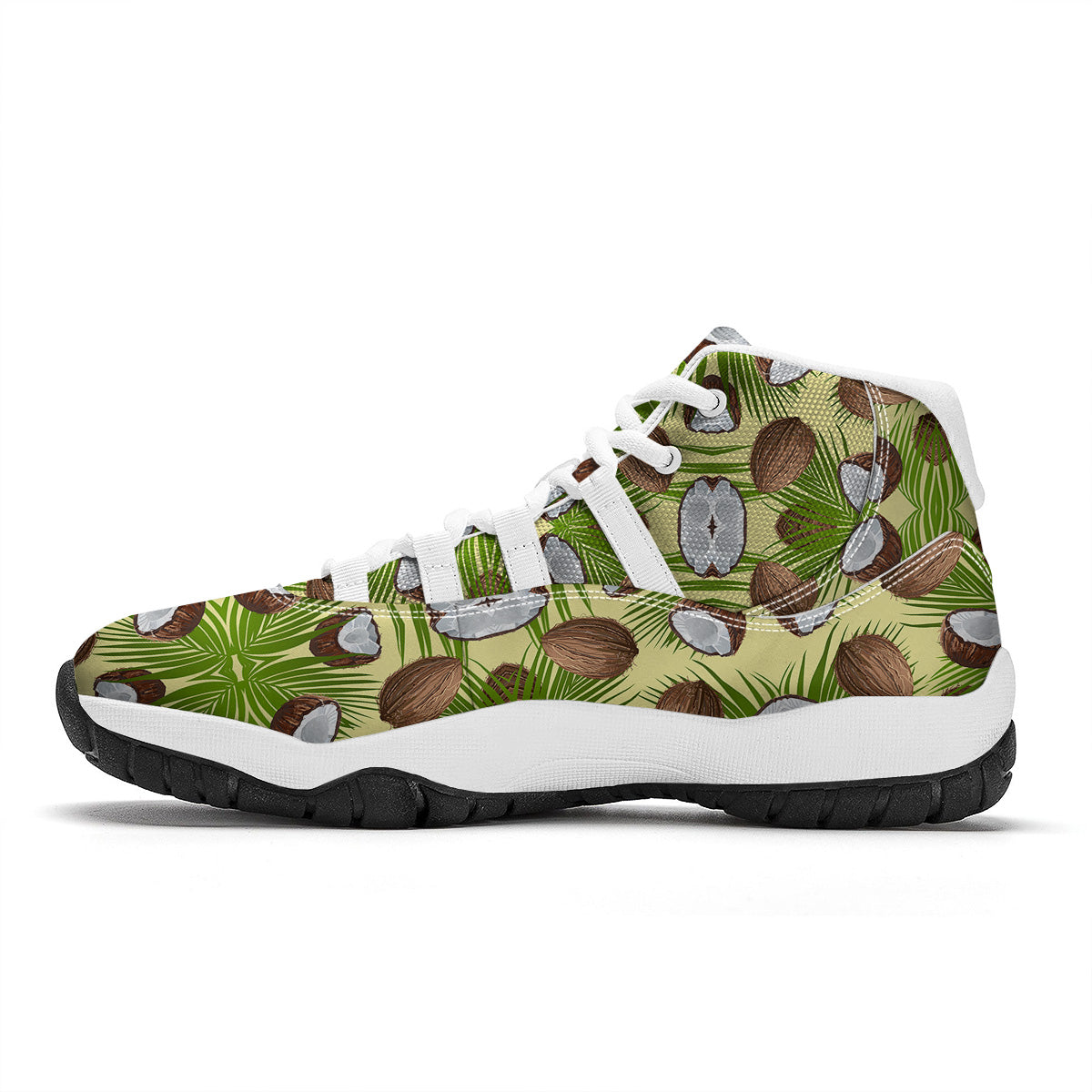 Abstract Tropical Coconut Print Pattern White Bball Shoes-grizzshop
