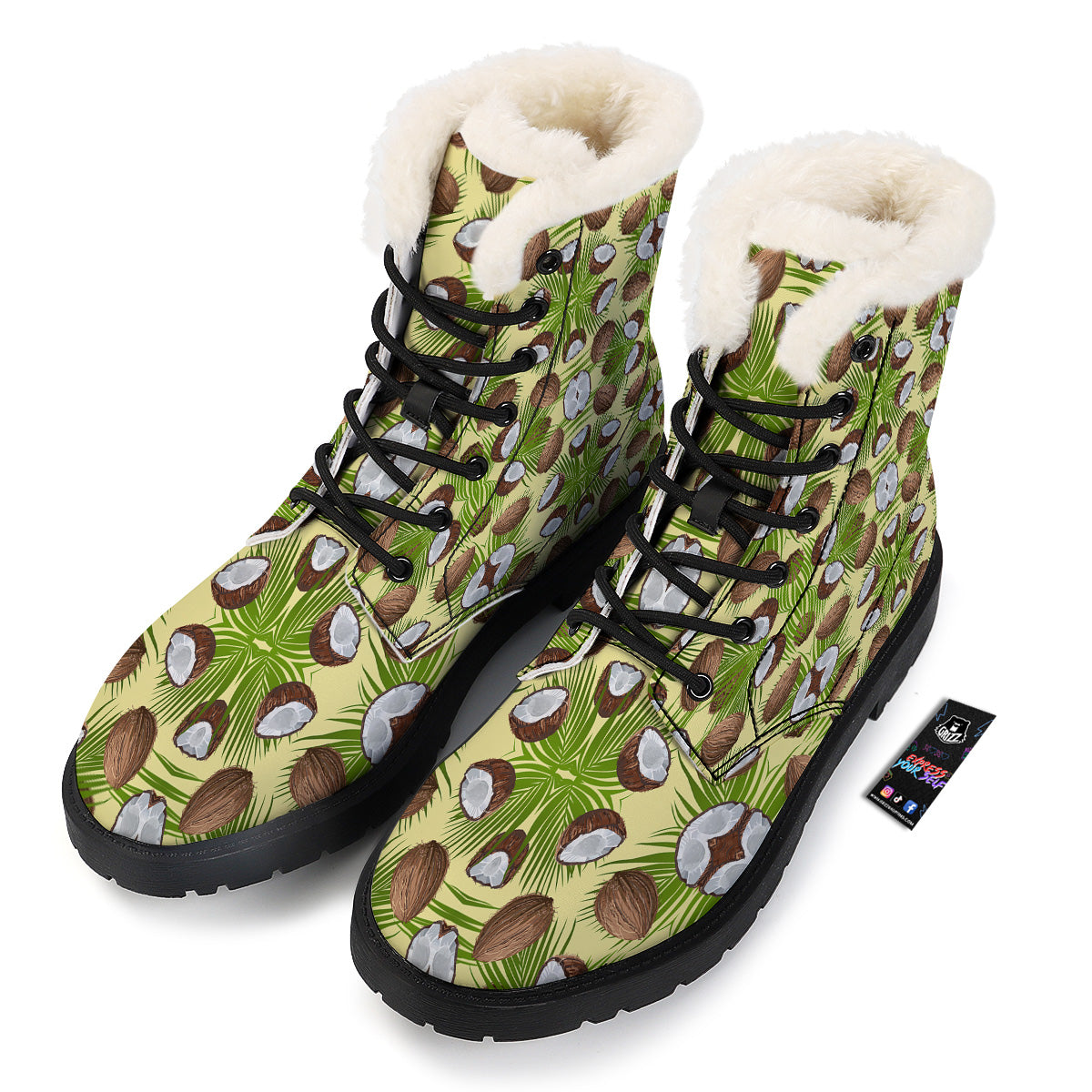 Abstract Tropical Coconut Print Pattern Winter Boots-grizzshop