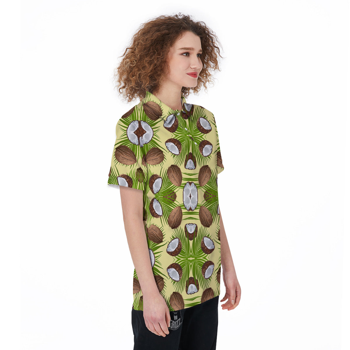 Abstract Tropical Coconut Print Pattern Women's Golf Shirts-grizzshop