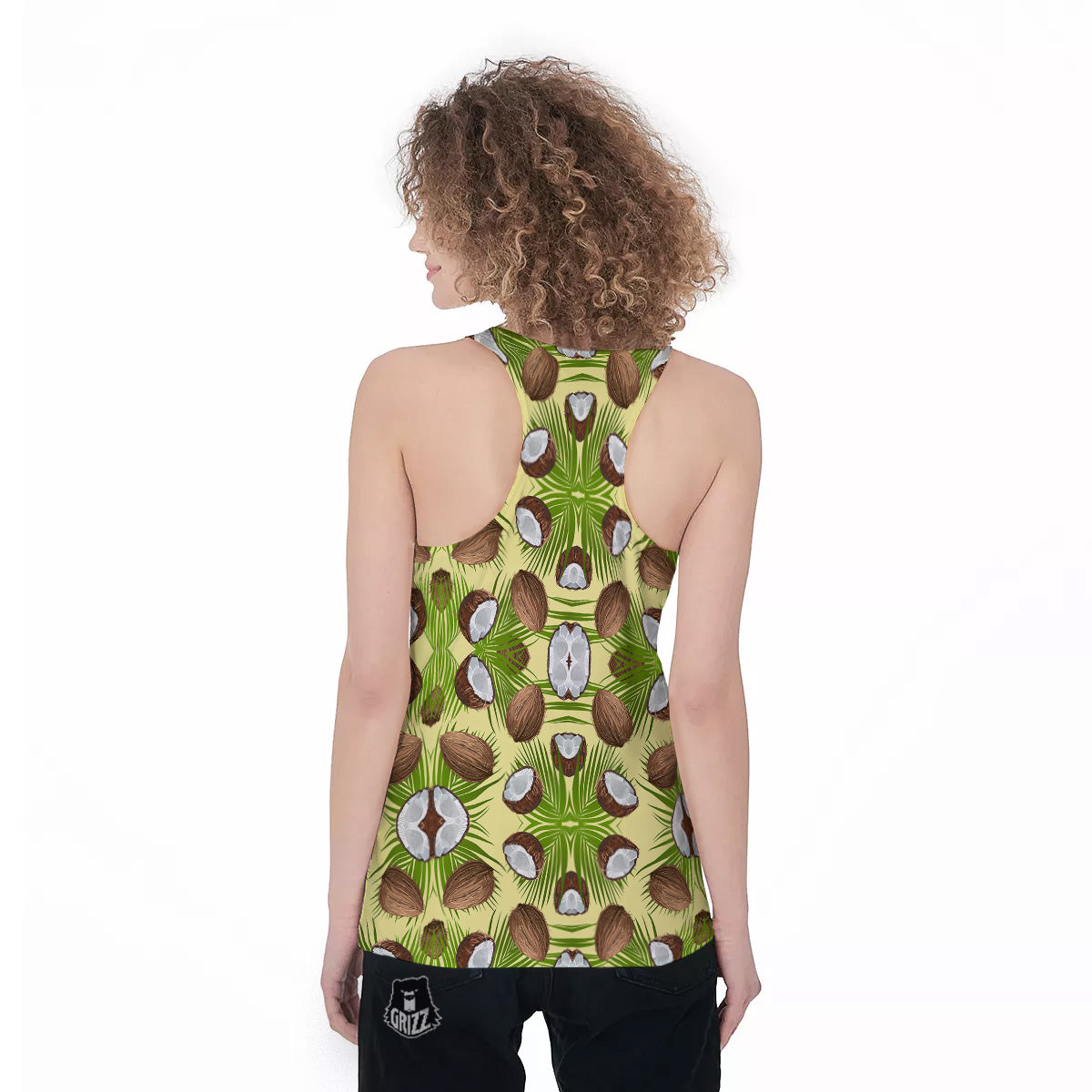 Abstract Tropical Coconut Print Pattern Women's Racerback Tank Top-grizzshop