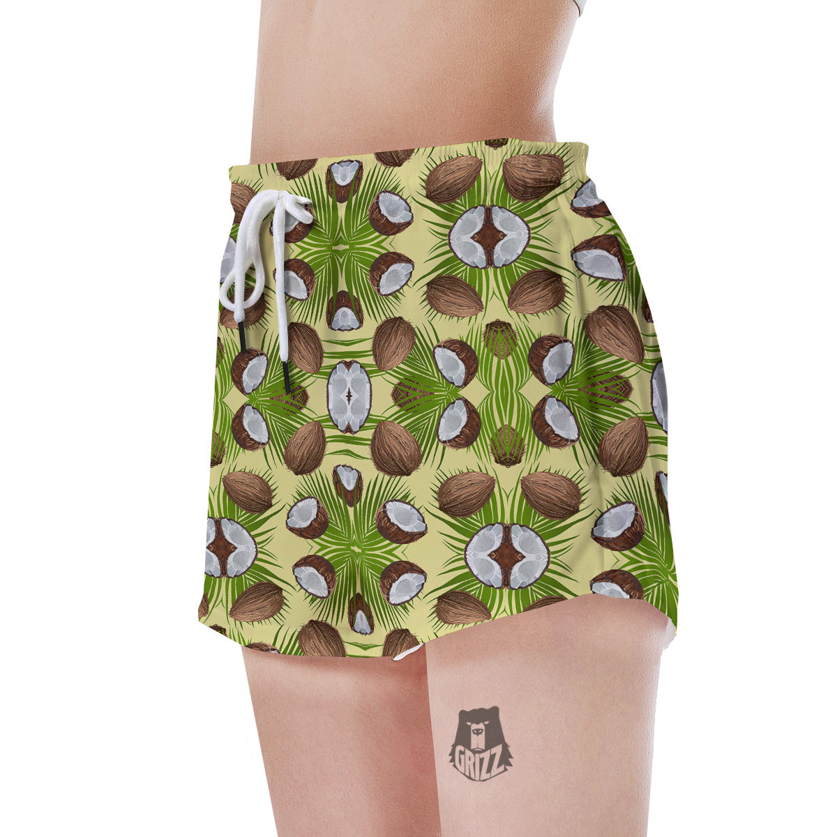 Abstract Tropical Coconut Print Pattern Women's Shorts-grizzshop