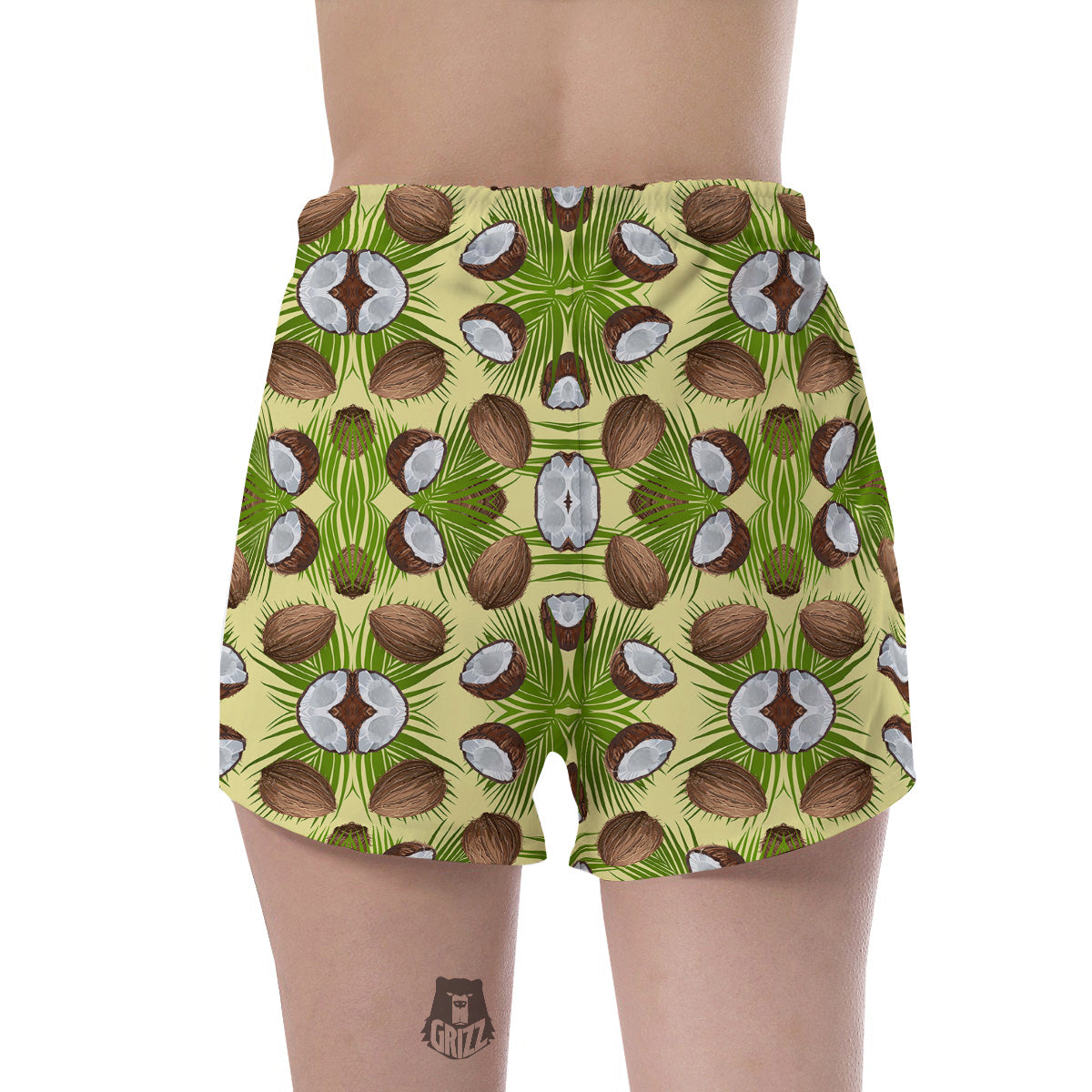 Abstract Tropical Coconut Print Pattern Women's Shorts-grizzshop