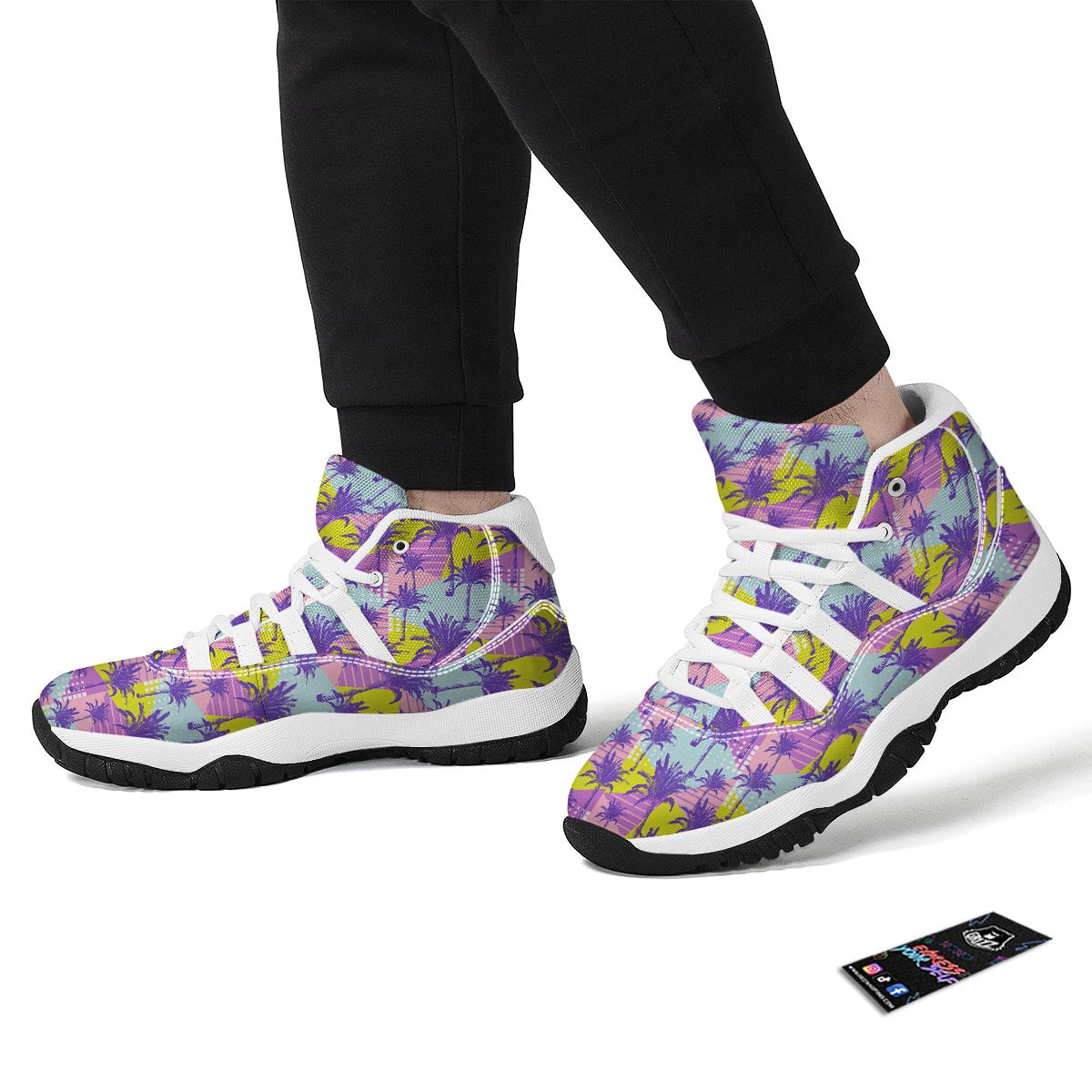 Abstract Tropical Palm Tree White Bball Shoes-grizzshop