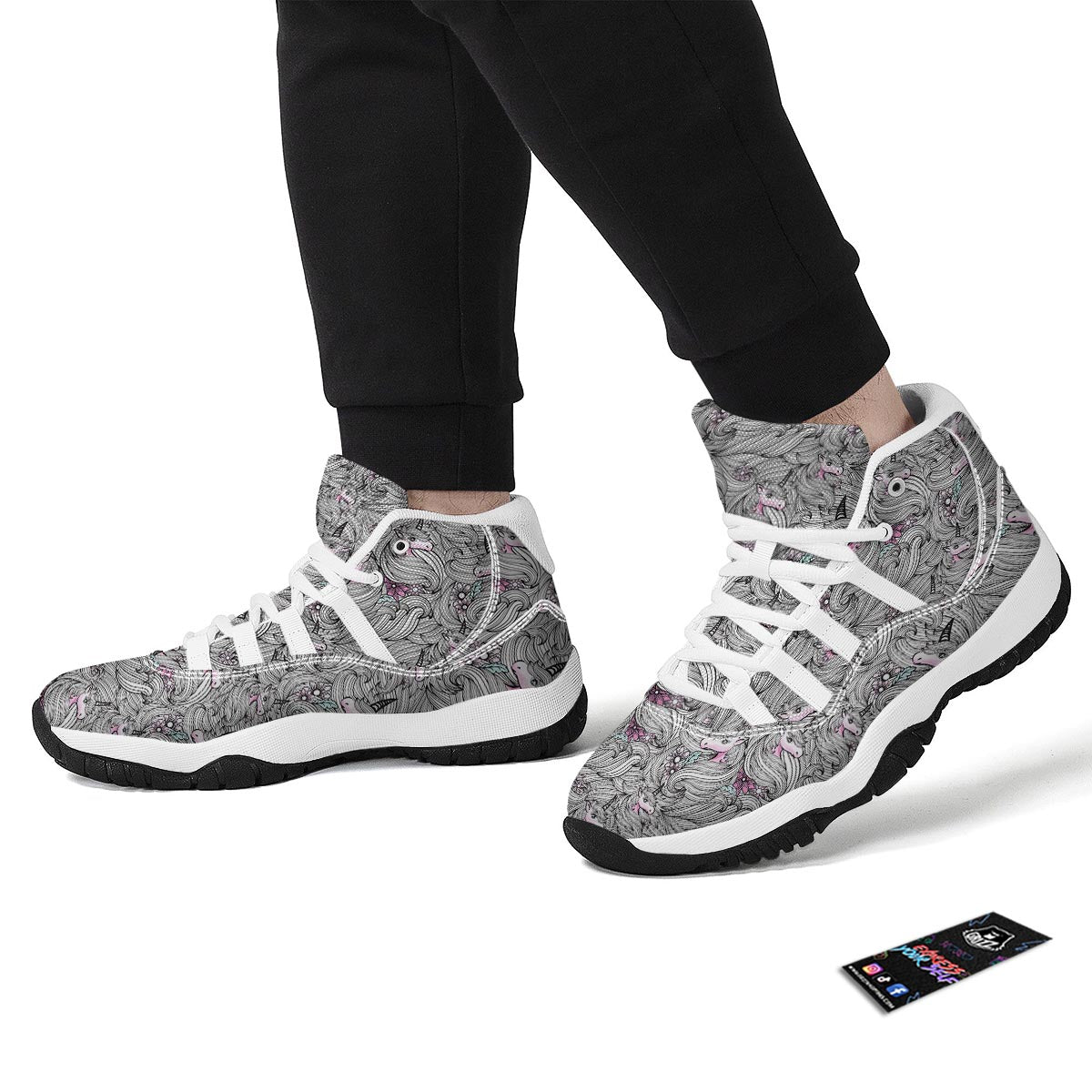 Abstract Unicorn White Bball Shoes-grizzshop